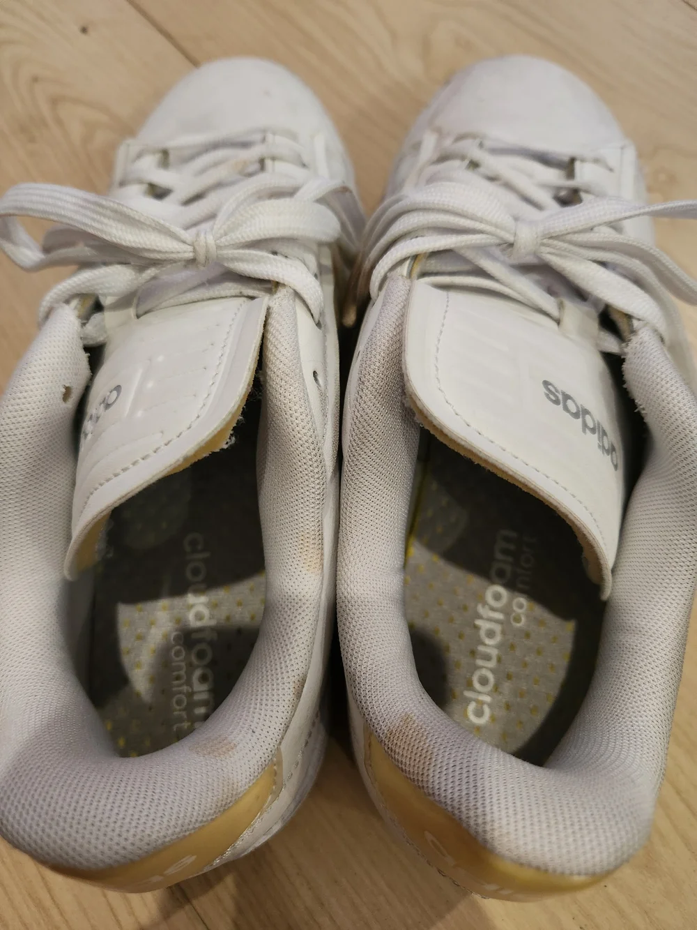 adidas Women’s White Sneakers with Pale Yellow Accents